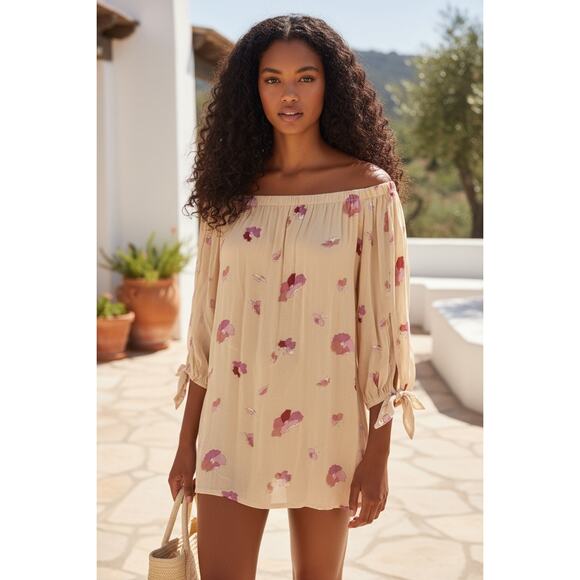 Jill Stuart Off-the-Shoulder Yellow Floral Mini Dress NWT Size 0 XS | Vacation - Picture 9 of 9